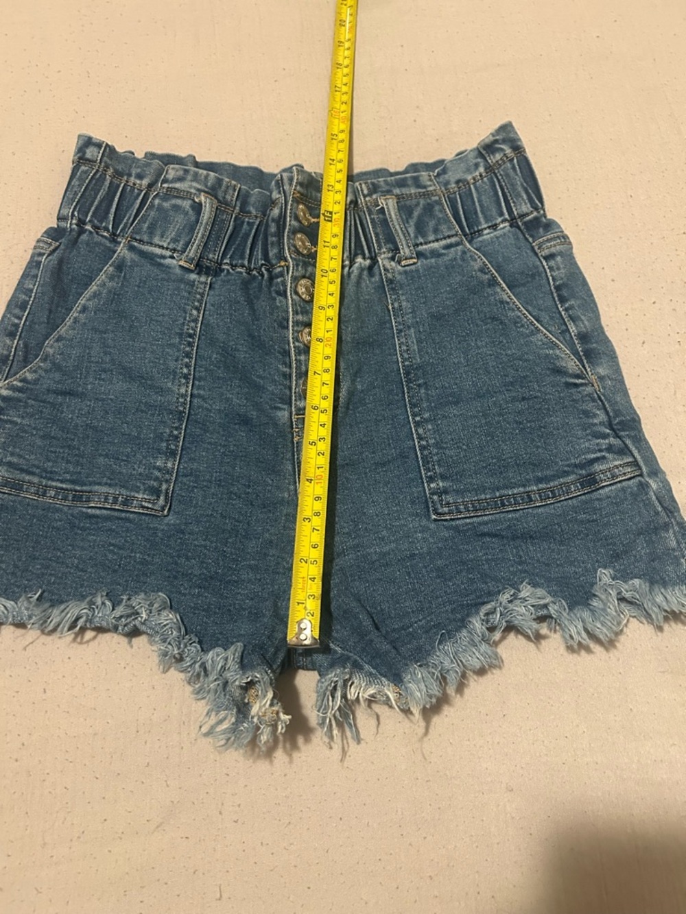 Black Label Blue High-Waist Paperbag Denim Shorts - Picture 3 of 9